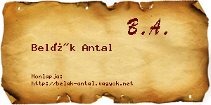 Belák Antal névjegykártya